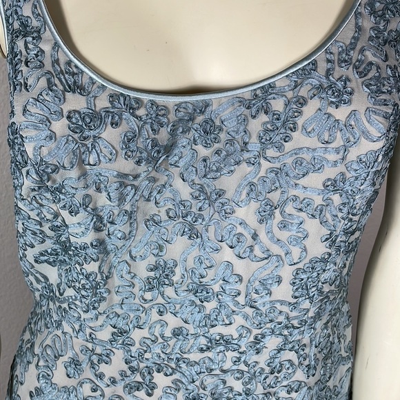 Carmen Marc Valvo Signature Silk Dress Sleeveless Fit and Flare Ribbon Appliqué - Picture 2 of 13